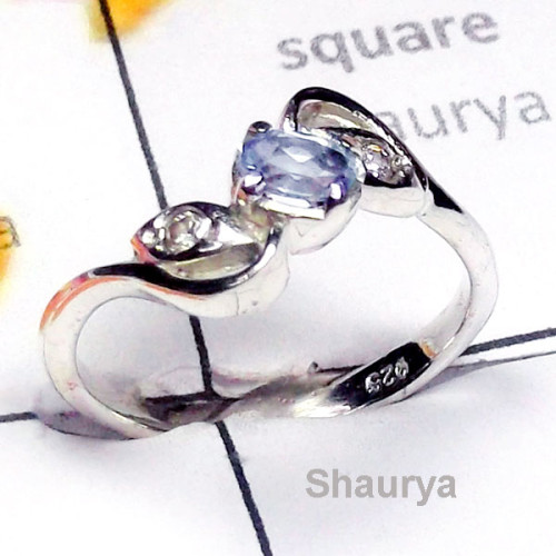 Blue Topaz D - SCR955-Semiprecious Gemstone 925 Manufacturer Casting Ring