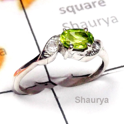 Peridot O - SCR955-Semiprecious Gemstone 925 Manufacturer Casting Ring