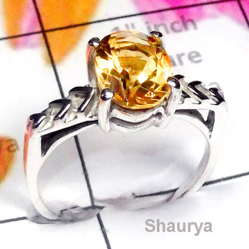 Citrine E - SCR952-Exclusive Silver Direct Factory Manufacturer Casting Ring