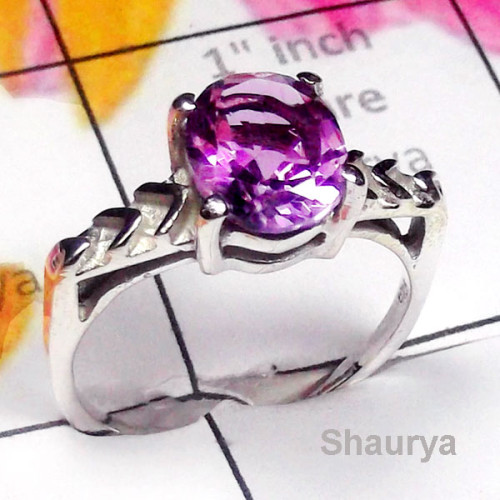 Amethyst F - SCR952-Exclusive Silver Direct Factory Manufacturer Casting Ring