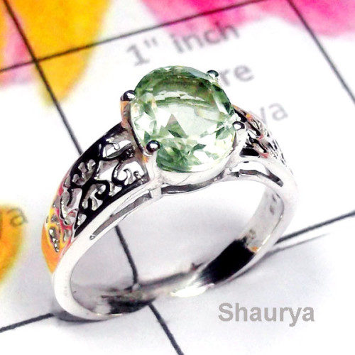 Green Amethyst C - SCR951-925 Sterling Silver Semiprecious Gemstone Casting Ring Green Amethyst C - SCR951-925 Sterling Silver Semiprecious Gemstone Casting Ring