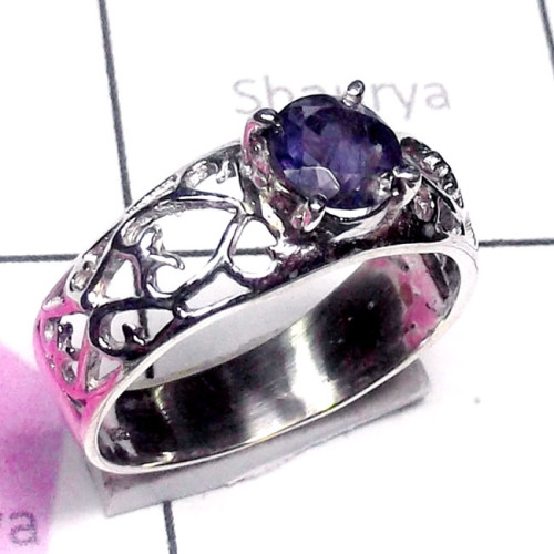 Iolite E - SCR951-925 Sterling Silver Semiprecious Gemstone Casting Ring