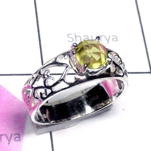 Lemon F - SCR951-925 Sterling Silver Semiprecious Gemstone Casting Ring