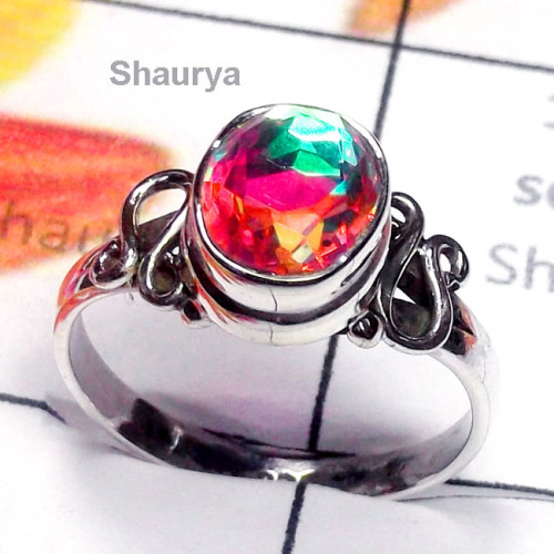 Rainbow Mystic O - SDR971-Exclusive Silver Direct Factory Manufacturer Designer Rin