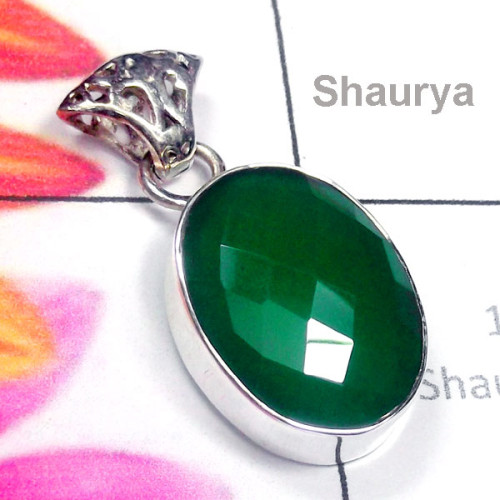 Green Onyx A - ISP937-925 Manufacturer Semiprecious Gemstone Pendant Green Onyx A - ISP937-925 Manufacturer Semiprecious Gemstone Pendant