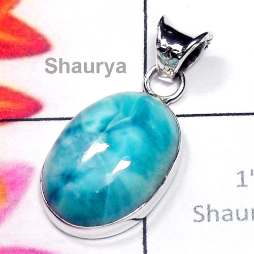 Larimar O - ISP937-925 Manufacturer Semiprecious Gemstone Pendant Larimar O - ISP937-925 Manufacturer Semiprecious Gemstone Pendant