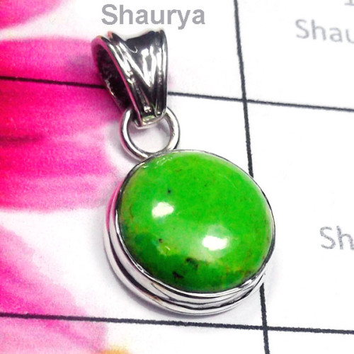 Green Turquoise H - ISP936-Sterling Silver Semiprecious Gemstone Stunning Pendant Green Turquoise H - ISP936-Sterling Silver Semiprecious Gemstone Stunning Pendant