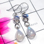Rainbow A - SLE996-Rainbow Moonstone Sterling Silver Long Earring