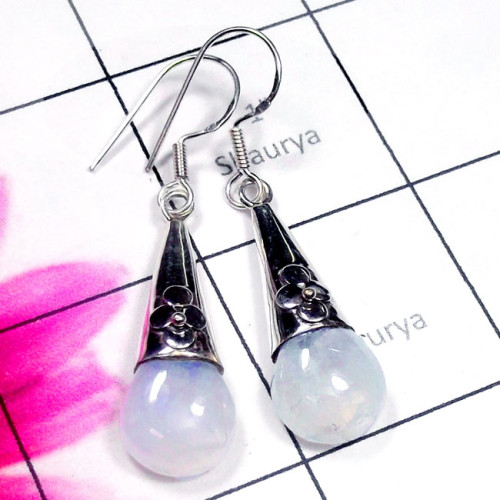 Rainbow B - SDE924-Sterling Silver Rainbow Moonstone Wholesale Earring