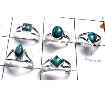 Blue Copper Touarquoise C - SVP968-5 Pcs Semiprecious Gemstone Handmade Silver Ring Blue Copper Touarquoise C - SVP968-5 Pcs Semiprecious Gemstone Handmade Silver Ring