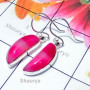 Pink Lace Agate O - SPE990-Pink Lace Agate Plain Silver Sterling Silver Earring