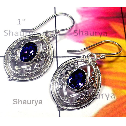 Iolite C - CES993-Sterlings Silver Semiprecious Gemstone Casting Earring Iolite C - CES993-Sterlings Silver Semiprecious Gemstone Casting Earring