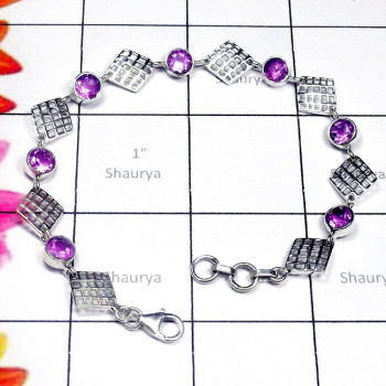 Amethyst A - SDB993-Amethyst Gemstone 925 Manufacturer Designer Bracelet Amethyst A - SDB993-Amethyst Gemstone 925 Manufacturer Designer Bracelet