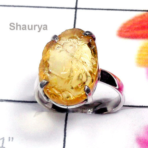 Citrine Rough A - SPR994-Citrine Rough Gemstone 925 Manufacturer Ring