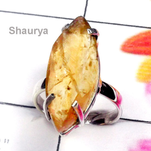 Citrine Rough B - SPR994-Citrine Rough Gemstone 925 Manufacturer Ring