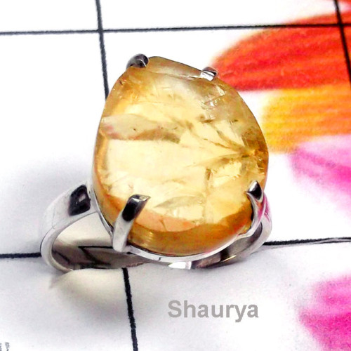 Citrine Rough C - SPR994-Citrine Rough Gemstone 925 Manufacturer Ring
