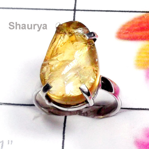 Citrine Rough D - SPR994-Citrine Rough Gemstone 925 Manufacturer Ring