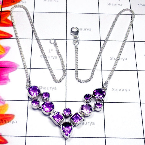 Amethyst O - SDN983-Semiprecious Gemstone 925 Direct Factory Designer Necklac