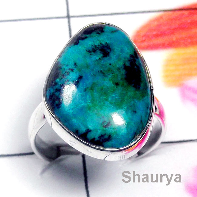 Crysocola A - PSR988-Sterling Silver Crysocola Gemstone Handmade Ring Crysocola A - PSR988-Sterling Silver Crysocola Gemstone Handmade Ring