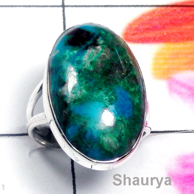 Crysocola B - PSR988-Sterling Silver Crysocola Gemstone Handmade Ring