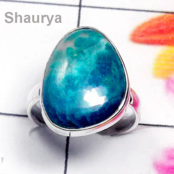 Crysocola D - PSR988-Sterling Silver Crysocola Gemstone Handmade Ring Crysocola D - PSR988-Sterling Silver Crysocola Gemstone Handmade Ring