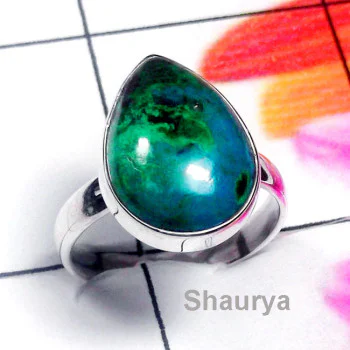 Crysocoal O - PSR988-Sterling Silver Crysocola Gemstone Handmade Ring Crysocoal O - PSR988-Sterling Silver Crysocola Gemstone Handmade Ring