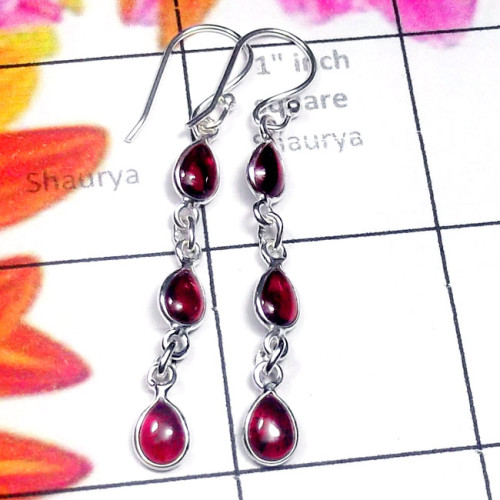 Garnet D - SBP970-Exclusive Silver Handmade Bejal Earring Garnet D - SBP970-Exclusive Silver Handmade Bejal Earring