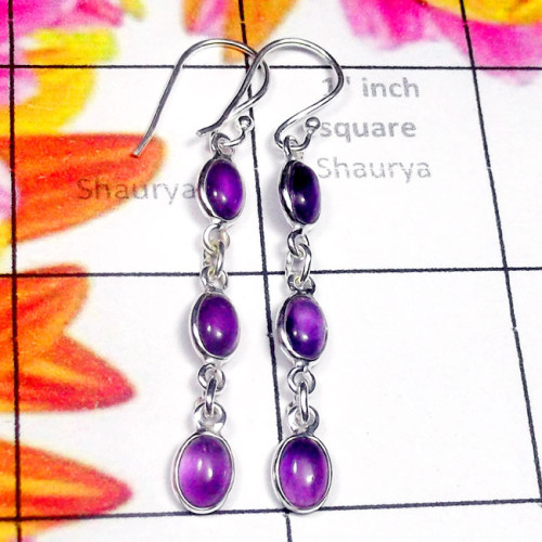 Amethyst O - SBP968-Semiprecious Gemstone 925 Sterling Silver Bejal Earring