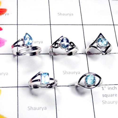 Blue Topaz B - SVP961-925 Sterling Silver Blue Topaz Gemstone 5 Pcs. Handmade R