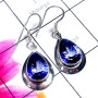 Blue Mystic O - SPE987-Exclusive Silver Cut Semiprecious Gemstone Handmade Earri