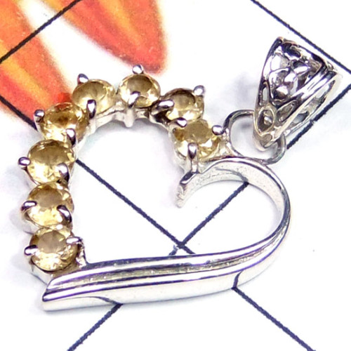 Citrine cut A - CSP990-Beautiful Casting dedign Heart Pendant