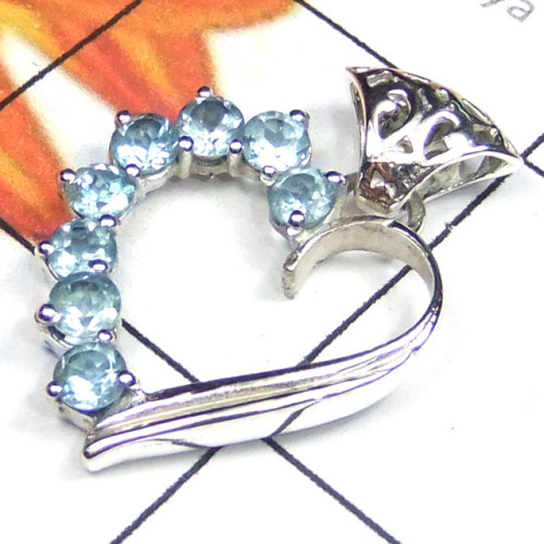Blue Topaz B - CSP990-Beautiful Casting dedign Heart Pendant