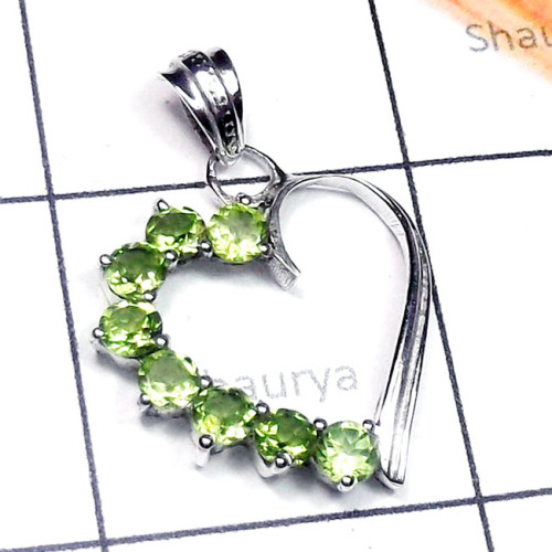 Peridot C - CSP990-Beautiful Casting dedign Heart Pendant
