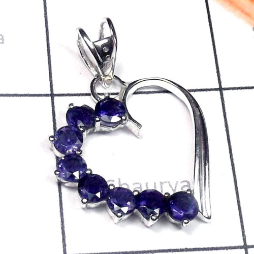 Iolite cut D - CSP990-Beautiful Casting dedign Heart Pendant
