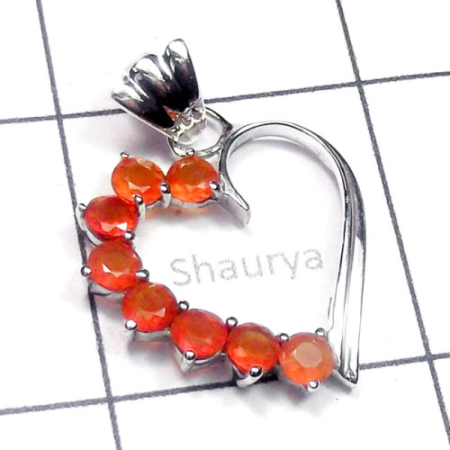 Carnelian cut E - CSP990-Beautiful Casting dedign Heart Pendant