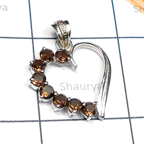 Smokey cut G - CSP990-Beautiful Casting dedign Heart Pendant