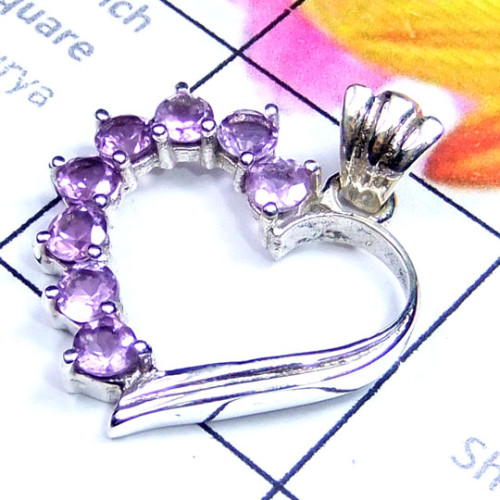 Amethyst O - CSP990-Beautiful Casting dedign Heart Pendant
