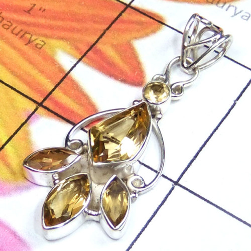 Citrine cut A - SD872-Stylish fancy style citrine Pendant