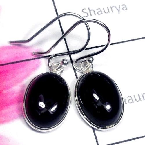 Black Onyx A - BZE997- Dynamical silver gems Manufacturer Bejal Earring