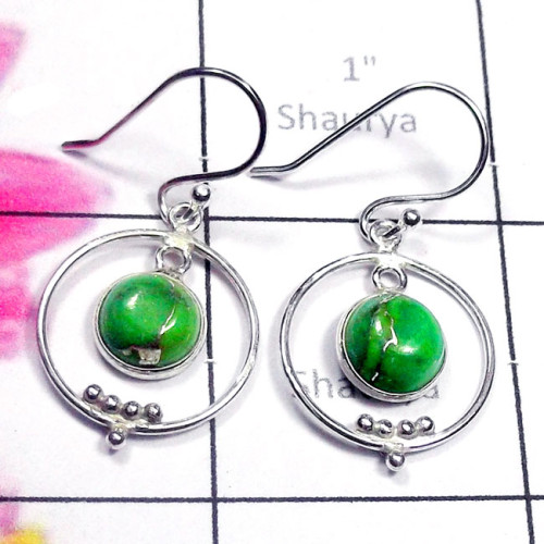 Green Turquoise D - BZE990-Dynamical silver gems jewelry Manufacturer & Exporter Ind