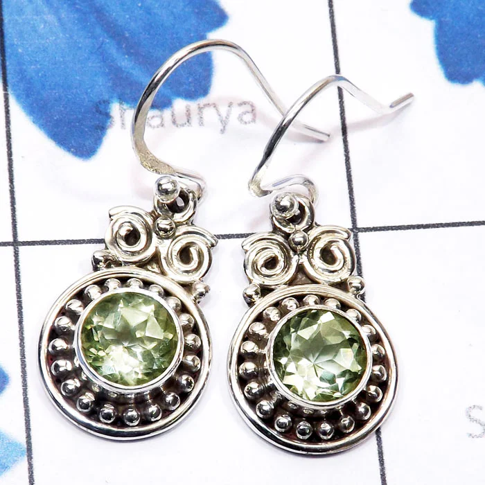 Green Amethyst I - SDE914-Dynamical silver gems 925 Manufacturer Designer Earring Green Amethyst I - SDE914-Dynamical silver gems 925 Manufacturer Designer Earring