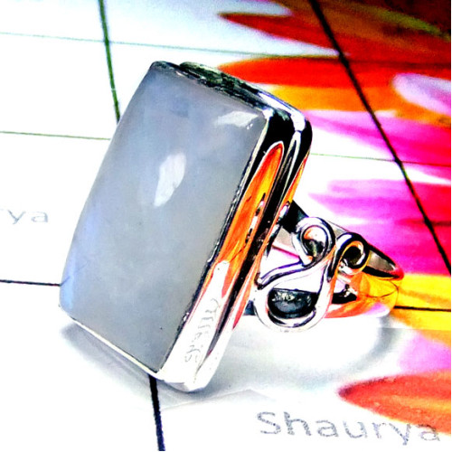Rainbow Cab C - PSR985-Blue fire Labradorite silver Rings Rainbow Cab C - PSR985-Blue fire Labradorite silver Rings