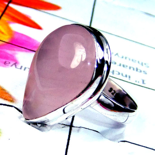 Rose quartz B - PSR986-Wholesale sterling silver Plain setting Rings Rose quartz B - PSR986-Wholesale sterling silver Plain setting Rings