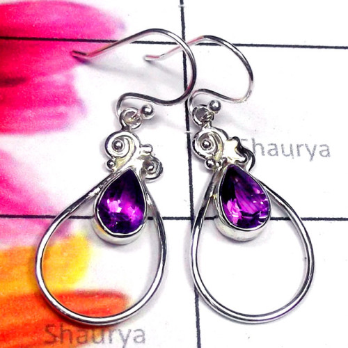 Amethyst B - SDE911-Dynamical silver gems 925 Manufacturer Fancy Earring