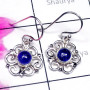 Tanzanite cab A - SDE910-Semiprecious Gemstone Sterling Silver Filigree Earring