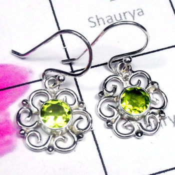 Peridot B - SDE910-Semiprecious Gemstone Sterling Silver Filigree Earring Peridot B - SDE910-Semiprecious Gemstone Sterling Silver Filigree Earring