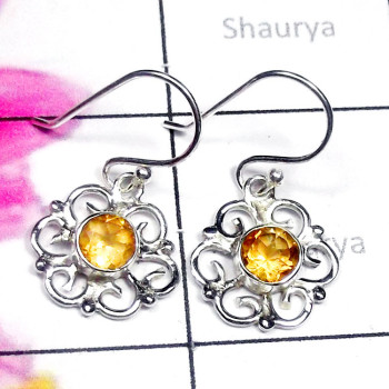 Citrine cut D - SDE910-Semiprecious Gemstone Sterling Silver Filigree Earring Citrine cut D - SDE910-Semiprecious Gemstone Sterling Silver Filigree Earring