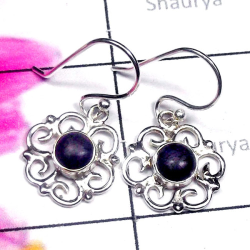 Suzolite E - SDE910-Semiprecious Gemstone Sterling Silver Filigree Earring Suzolite E - SDE910-Semiprecious Gemstone Sterling Silver Filigree Earring