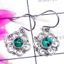 Blue Copper Turquoise G - SDE910-Semiprecious Gemstone Sterling Silver Filigree Earring