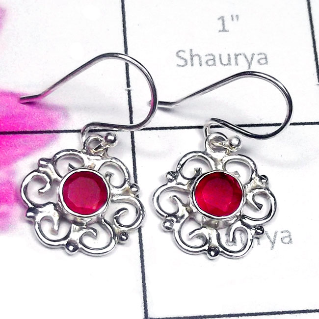 Carnelian O - SDE910-Semiprecious Gemstone Sterling Silver Filigree Earring